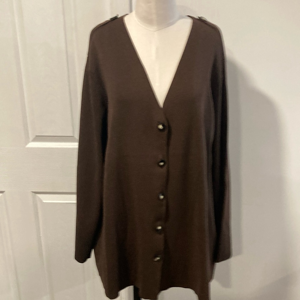 Dana Buchman Woman brown v-neck cardigan 2X